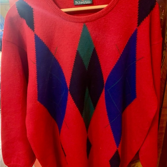 Vintage Argyle Scottish Wool Sweater Oversize Acedemia The Scotch House - Picture 2 of 7